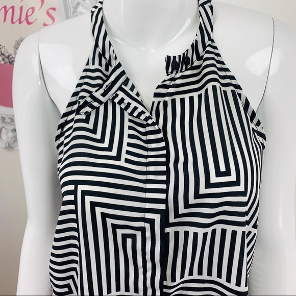 Gianni Bini / Black White Hi-Low Halter Button Up - Picture 2 of 8